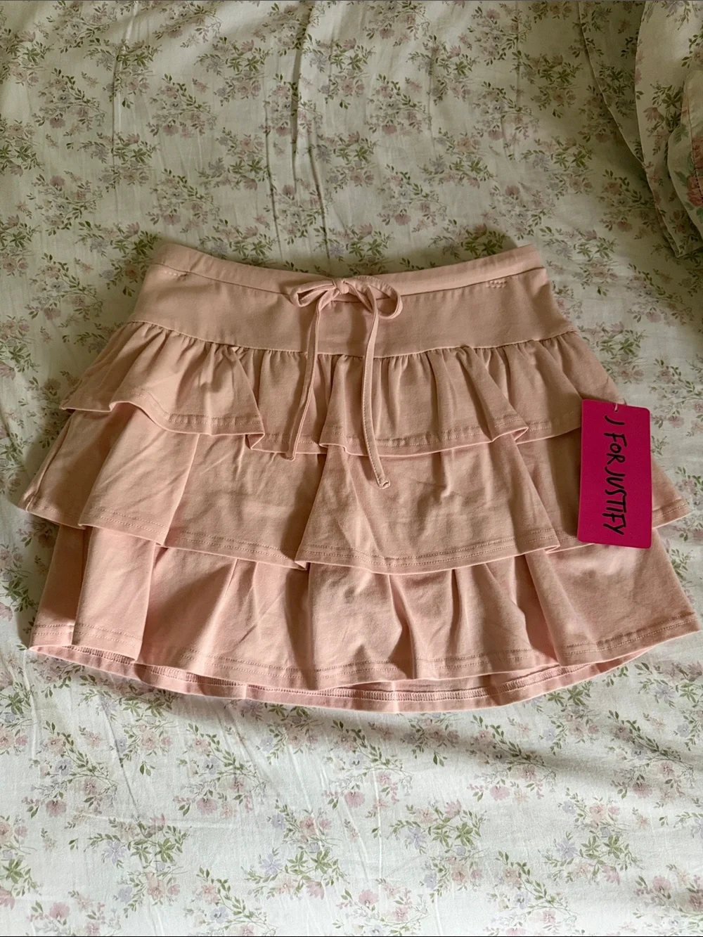 J for Justify Peach Tiered Ruffle Skirt